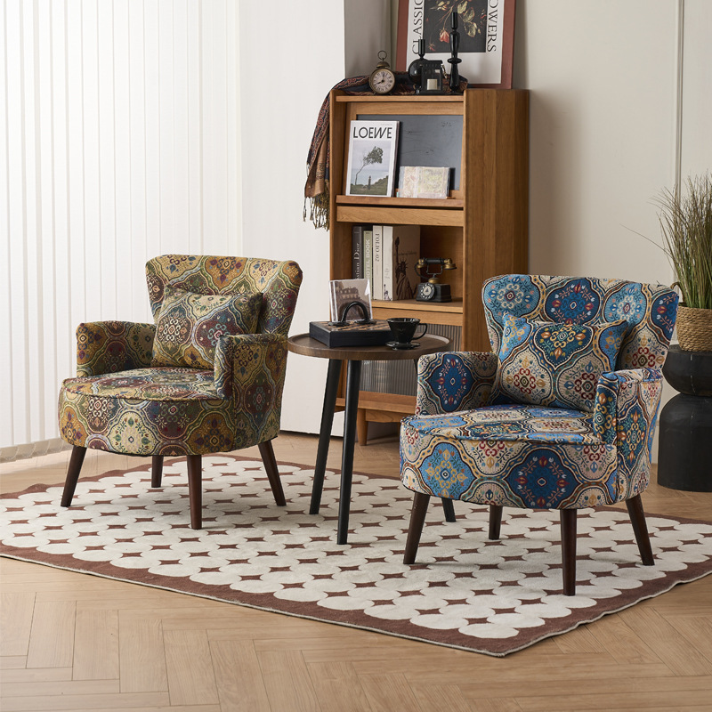 Balcón sala de estar sofá de tela estilo chino estilo americano sofá casual silla de cabecera retró casual silla de sofá
