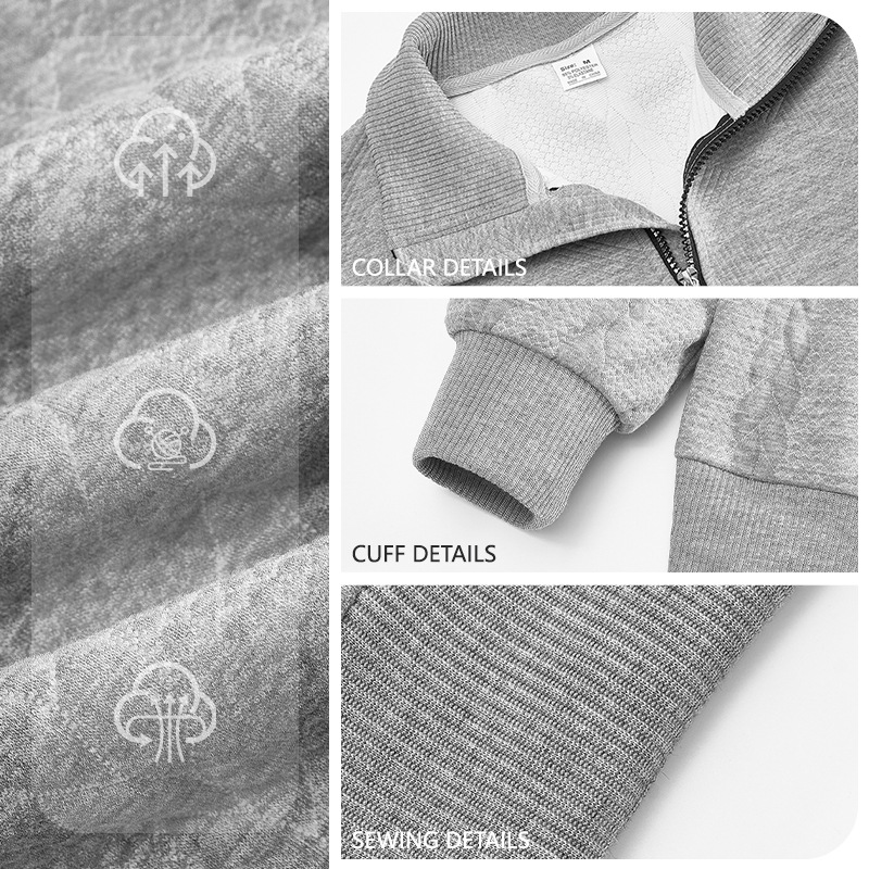 Cross Border American Retro Casual Stand Collar Zipper Pullover Loose Knitwork Long Sleeve Outdoor Custom_voghion.com
