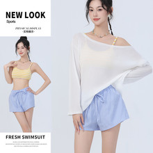 长袖罩衫比基尼分体四件套ins风泰国泳衣女防晒罩衫海边度假泳装