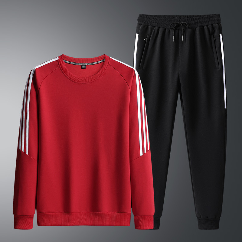 Primavera y otoño, traje de hombre, traje redondo de primavera, juventud y mediana edad, deporte suelto de hombre, camiseta casual de dos piezas, jeans