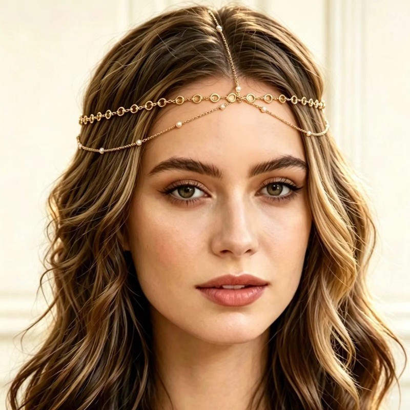 European and American cross-border fashion hair accessories, including unique hair ornaments, metal rhinestone chains, tassel headbands, and bridal holiday accessories