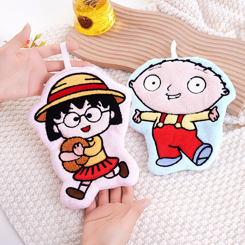 Cartoon children's cute little ball hand towel, hanging coral fleece towel for kitchen and bathroom, high aesthetic value and absorbent