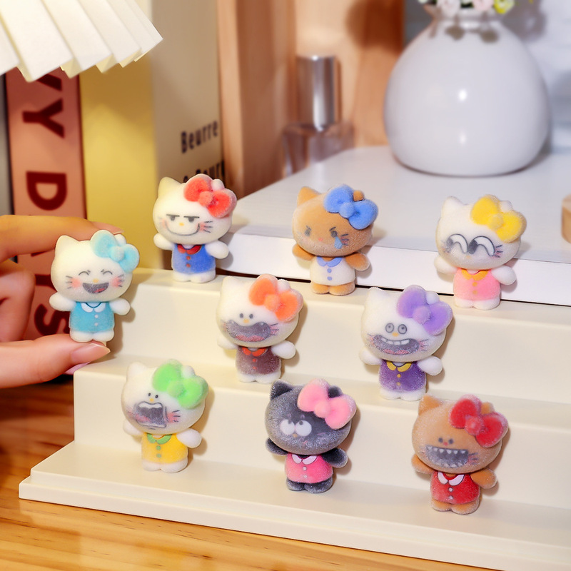 Creative Flocked Kt Cat Expression Pack Cute Figurines Car Desktop Small Ornaments DIY Decoration Accessories Wholesale Creative Flocked Kt Cat Expression Pack Cute Figurines Car Desktop Small Ornaments DIY Decoration Accessories Wholesale