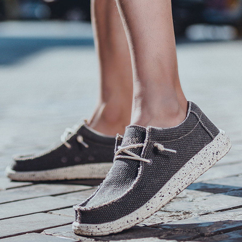 Cross-border dude same style canvas casual shoes large size men's loafers European station cloth shoes driving shoes wholesale