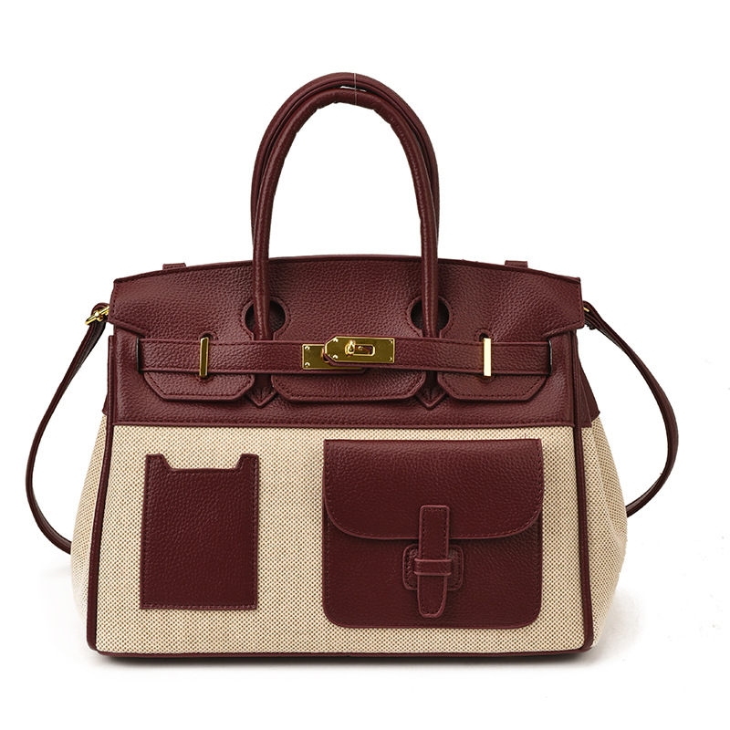 Bolso de mujer 2025 nuevo color transfronterizo de platino bolso de mano tote de gran capacidad de transporte universal mochila de hombro