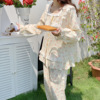 Cotton cute pijama, set, homewear, autumn, Korean style, square neckline, long sleeve
