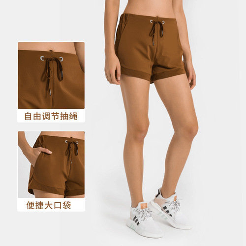 Spring and summer new skin-friendly naked yoga shorts women's solid color casual training fitness outdoor quick-drying breathable hot pants