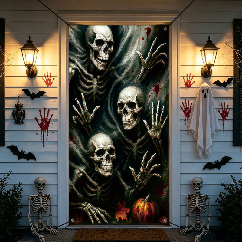 New Cross-Border Halloween Horror Yard Decoration Door Curtain Holiday Party Skull Banner Porch Decoration Door Hanging New Cross-Border Halloween Horror Yard Decoration Door Curtain Holiday Party Skull Banner Porch Decoration Door Hanging