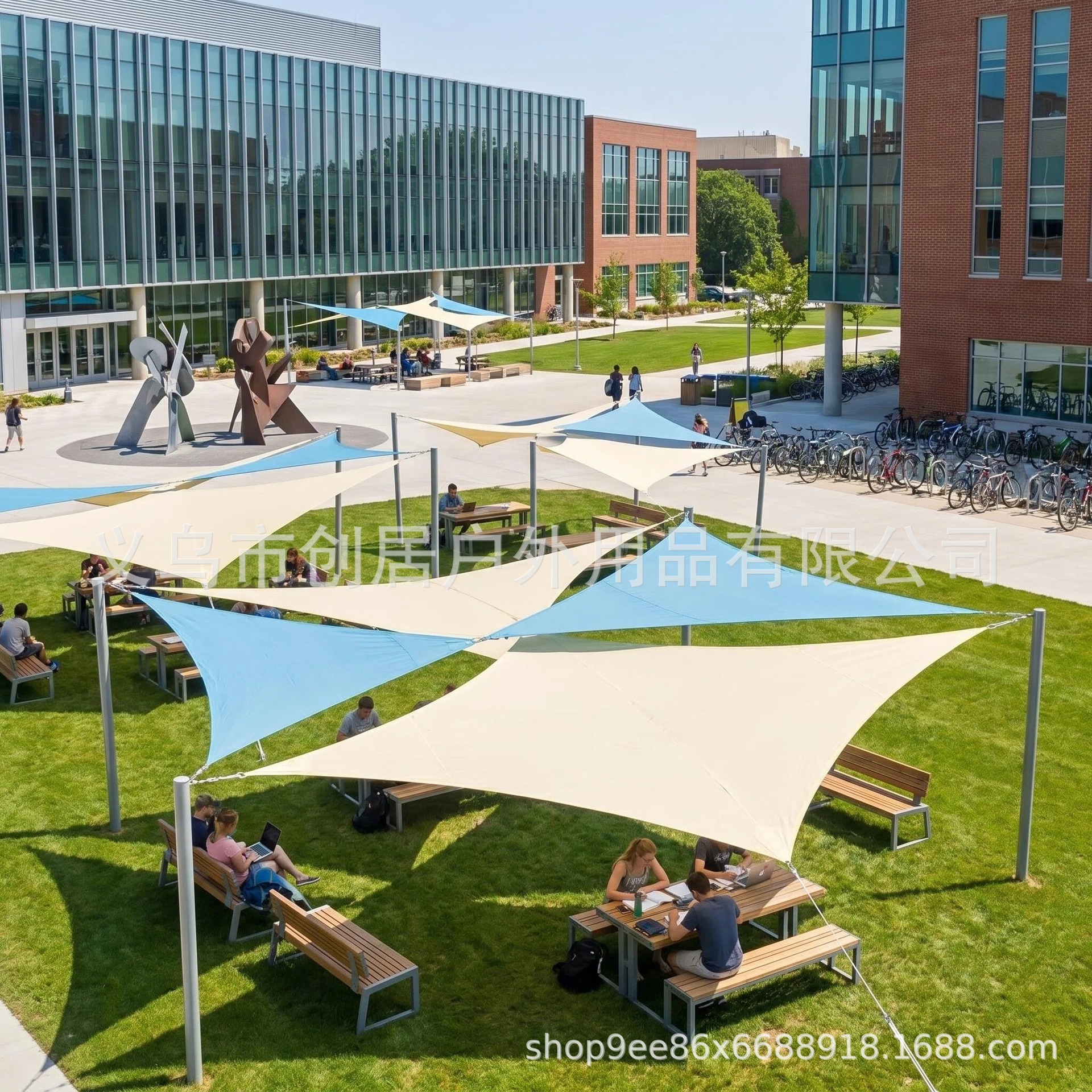 Triangular Sunshade Sail for Landscaping, Four-Corner Commercial Street, Swimming Pool Area, Decorative Canopy, Canvas Sunshade, Landscape Canopy