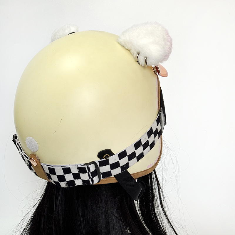 Cute Plush Rabbit Ear Helmet Decoration Motorcycle Ski Helmet Accessories