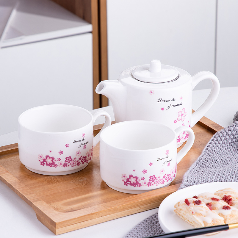 Traje de tetera de flor de cerámica nórdica té de la tarde resistente al calor té de la flor de la fruta tetera flor juego de té con filtro neto