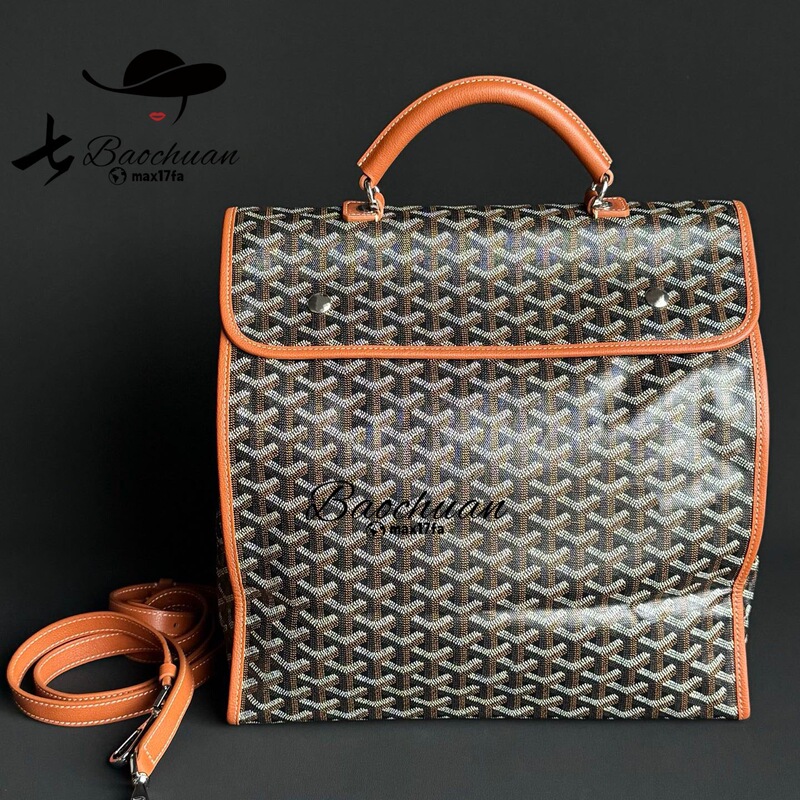 Goyard dog-tooth print square backpack, vintage style foldable laptop bag, unisex school bag