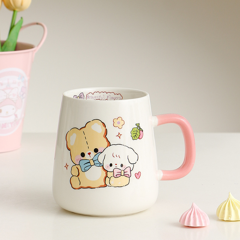 马克杯带盖勺小清新兔子可爱陶瓷杯子女生高颜值水杯办公室咖啡杯|undefined