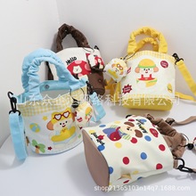 原创设计卡通插画小布包斜挎手提杂物手拎帆布手机杂物上班通勤包