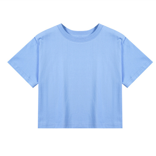 Women's half-torso belly shirt, pure cotton, summer comfort breathable, combed cotton short sleeve, pure white, women's t-shirt