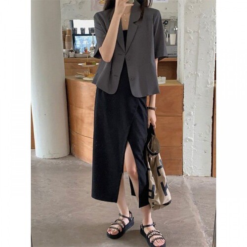 Design sense summer thin short-sleeved women's blazer jacket, annual short sleeve loose temperament suit top