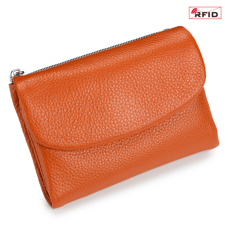 本革ショートウォレット RFID ファッション ソフトレザー質感 ハンドバッグ 女性用 大容量収納バッグ 一層牛革財布|undefined