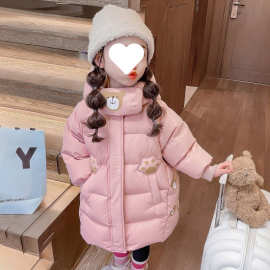 女童羽绒棉服儿童冬季新款宝宝加绒加厚棉袄中长款冬装外套棉衣潮