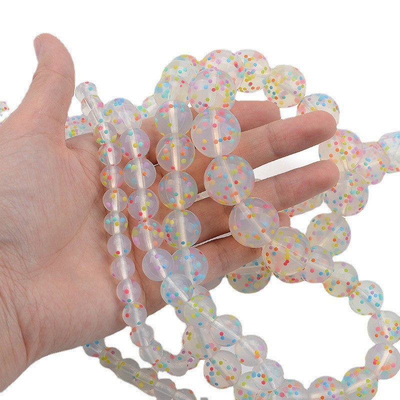 Cross-Border Hot-Selling Transparent Sand-Like Silicone Beads Food-Grade Colorful Dot Silicone Beads DIY Baby Teething Beads Wholesale