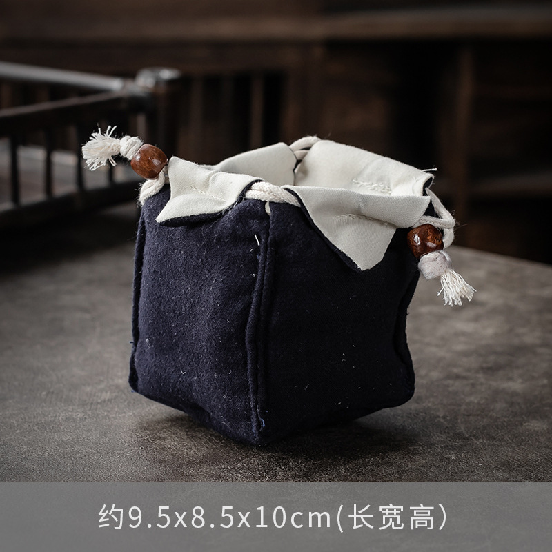 Bolsa de almacenamiento de taza única maestra bolsa de taza maestra taza de té portátil taza de construcción bolsa de tela con cordón de algodón y lino bolsa de tela juego de té