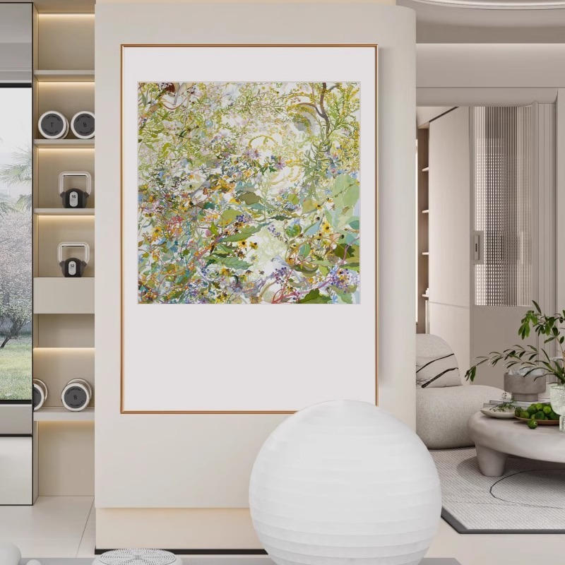 现代治愈系卧室装饰画绿色小众艺术玄关抽象画客厅餐厅高级感挂画|undefined