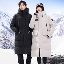 情侣羽绒服男中长款过膝女同款2024年新款冬季加厚过膝户外工装潮