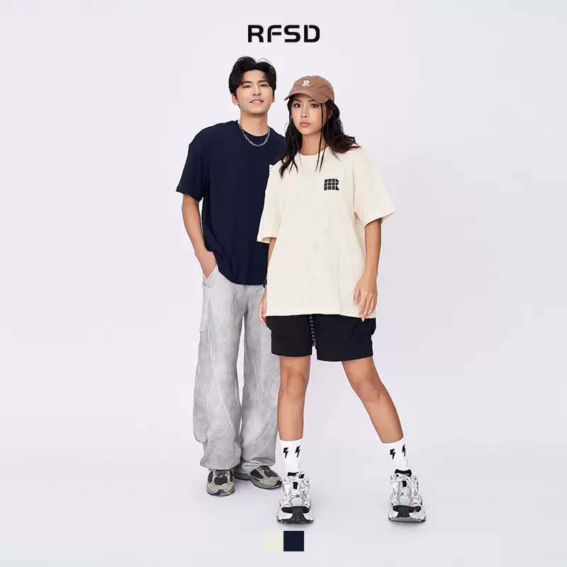 RFSD男装|华夫格R字印花T恤2025春夏新品潮牌街头宽松短袖上衣男