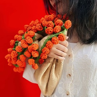 Rose Bouquet Blanket Hand-Knitted DIY Material Package Wool Ball Crocheted Flower Blanket Flower Crochet Lily of the Valley Flower