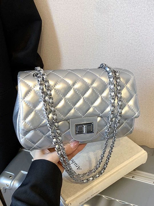 Small bag with diamond pattern, universal shoulder bag, one-shoulder bag, chain bag