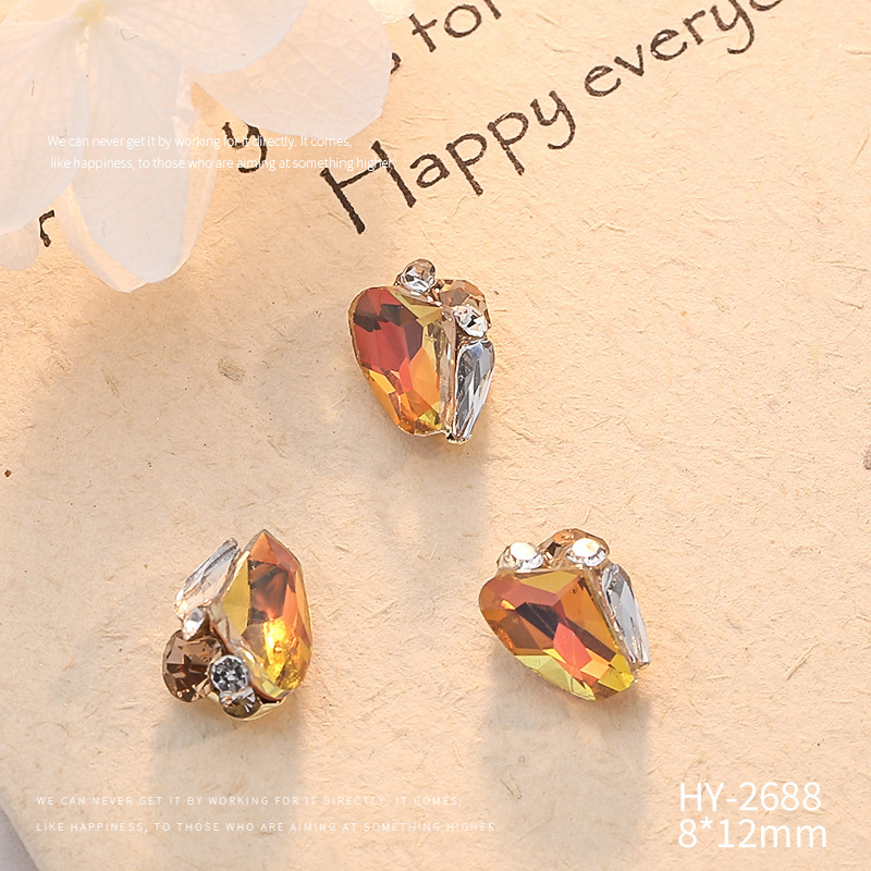 Celebridad en línea Maillard joyería de uñas de cristal pila diamante producto terminado flash torcido corazón grasa cuadrado hecho a mano perla joyería de uñas