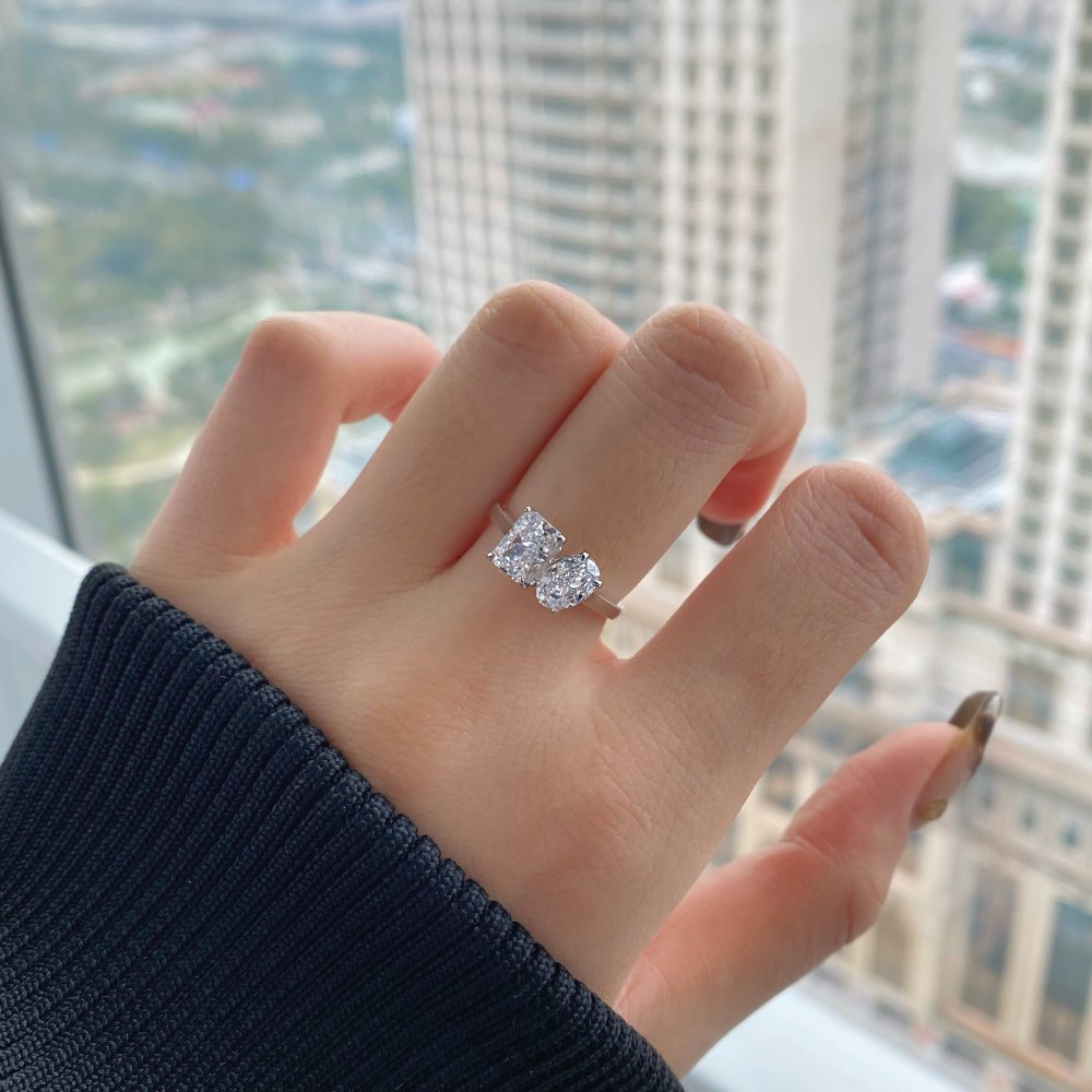 Fashion Square Oval Sterling Silver Plating Zircon Rings