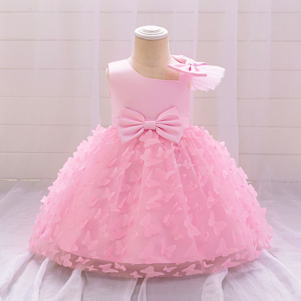Nuevo vestido de princesa para niñas, vestido de gasa de red para niños, niña, niña pequeña tridimensional, falda de tutú de mariposa, falda de cumpleaños