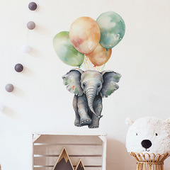 外貿卡通彩繪大象氣球兒童臥室玄關家居裝飾牆貼貼紙自粘批發跨境