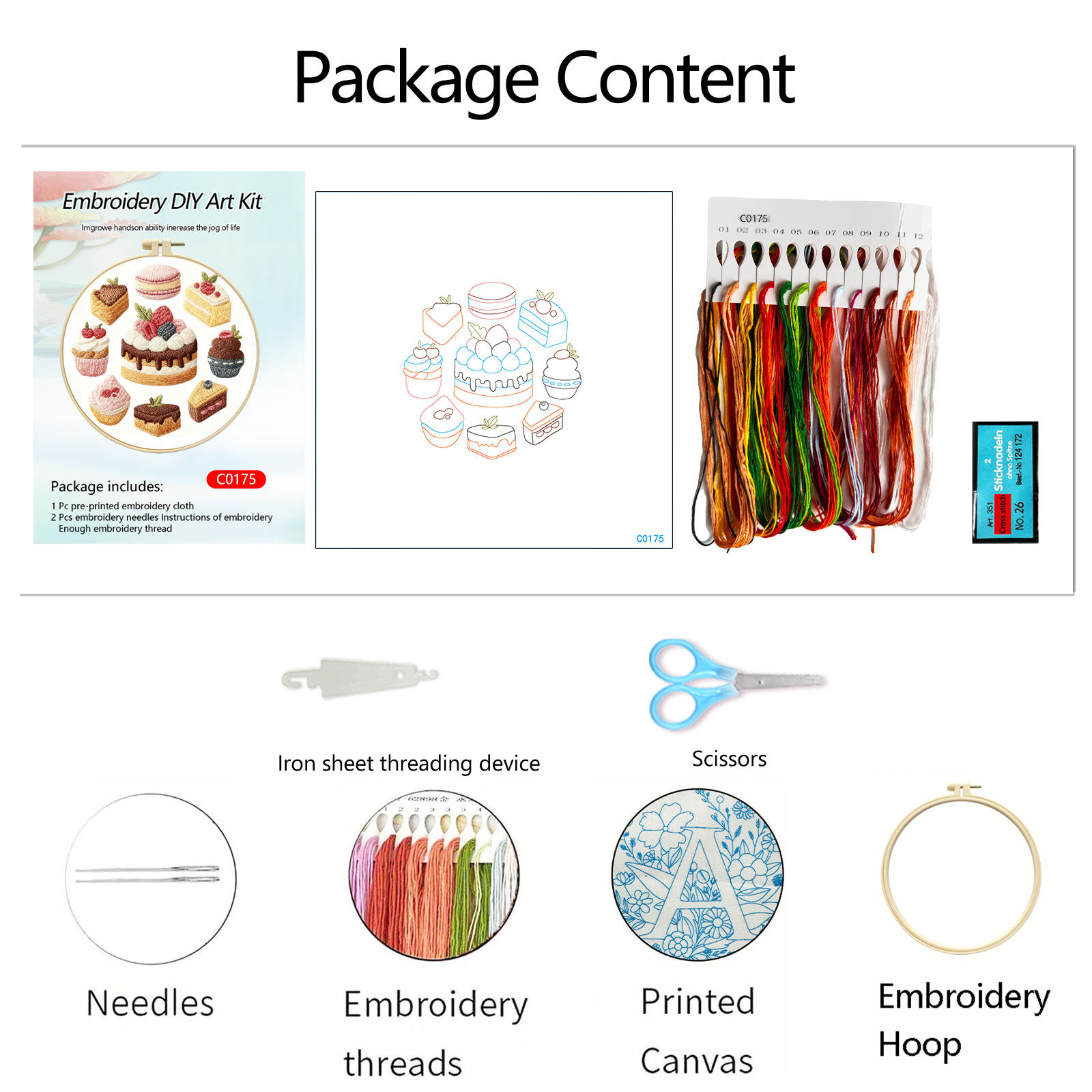 Cross-border nuevo lindo simple bordado DIY material paquete de pastel de chocolate novato Kit de bordado a mano