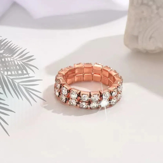Elastic wedding ring, accessory for bride, diamond encrusted, R0080 model