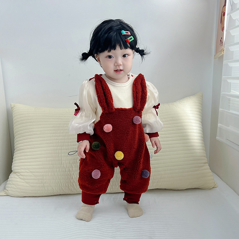 겨울 새로운  점프 수트 기모  옷 입체 공  점프 수트 겨울