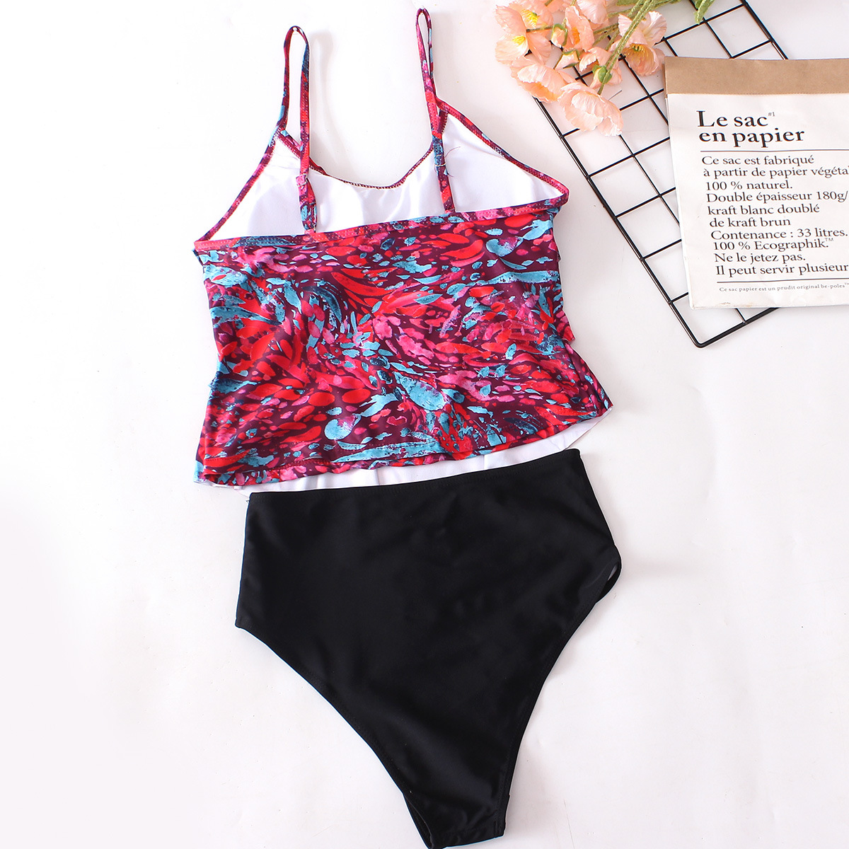 2022 New European And American Bikini  Swimsuit Women&#39;s Sexy Swimwear Sling Print Split High Waist Bikini display picture 3