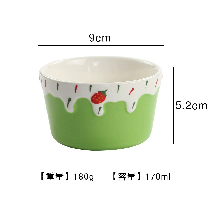 Ceramic tableware set, handmade strawberry design, 3-piece home dining kit