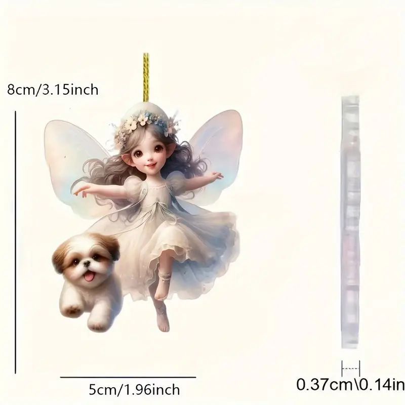 Nuevos lindos colgantes de hadas perros transfronterizos acrílicos planos con espejos retrovisores decoracionales colgantes image 5
