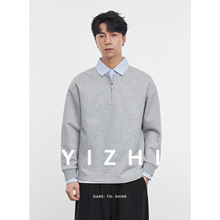 亦止『星垂野』日系衬衫领假两件卫衣男春秋季宽松翻领长袖上衣潮