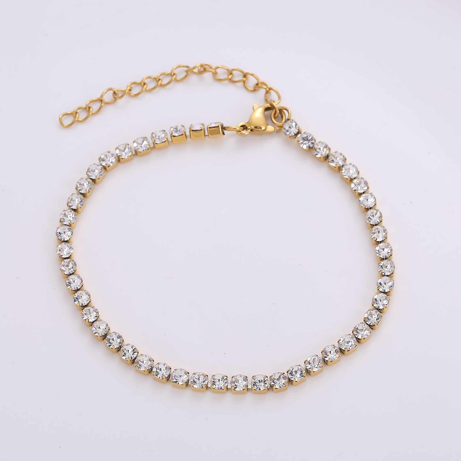 Lobster Trigger Clasp Closure Clasp Closure Type 18K Gold Plated Plating Material Rhinestones Pendant Material Simple Style Geometric 304 Stainless Steel 18K Gold Plated Zircon Stainless Steel Bracelets In Bulk