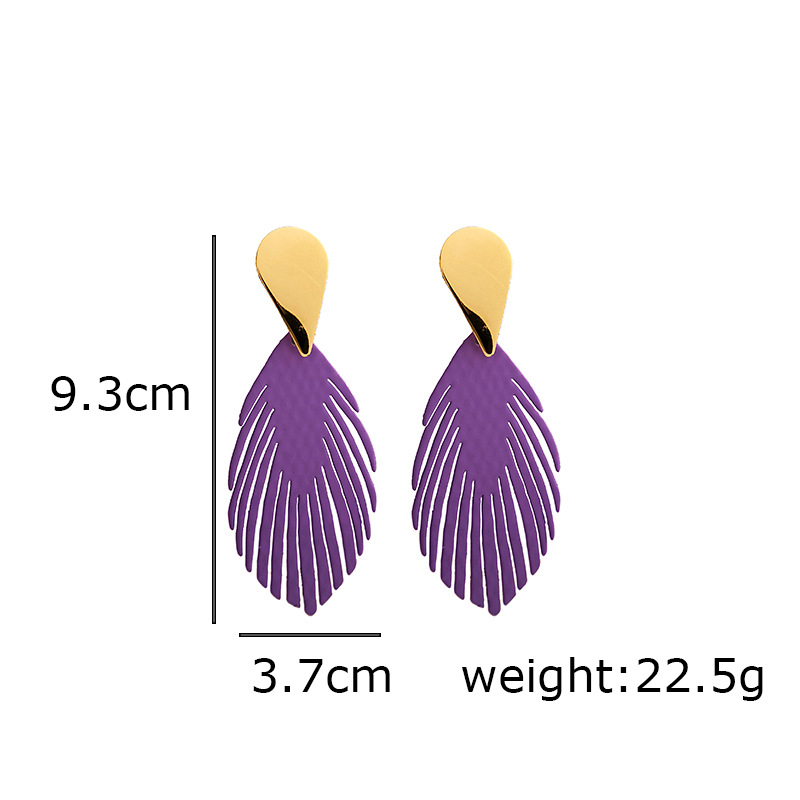 28g Weight Drop Earrings Classification 1 Pair Quantity Daily Occasion Iron Material Leaf Pattern Women'S Gender Plating Design Fashion Style 1 Pair Fashion Leaf Plating Iron Drop Earrings 无