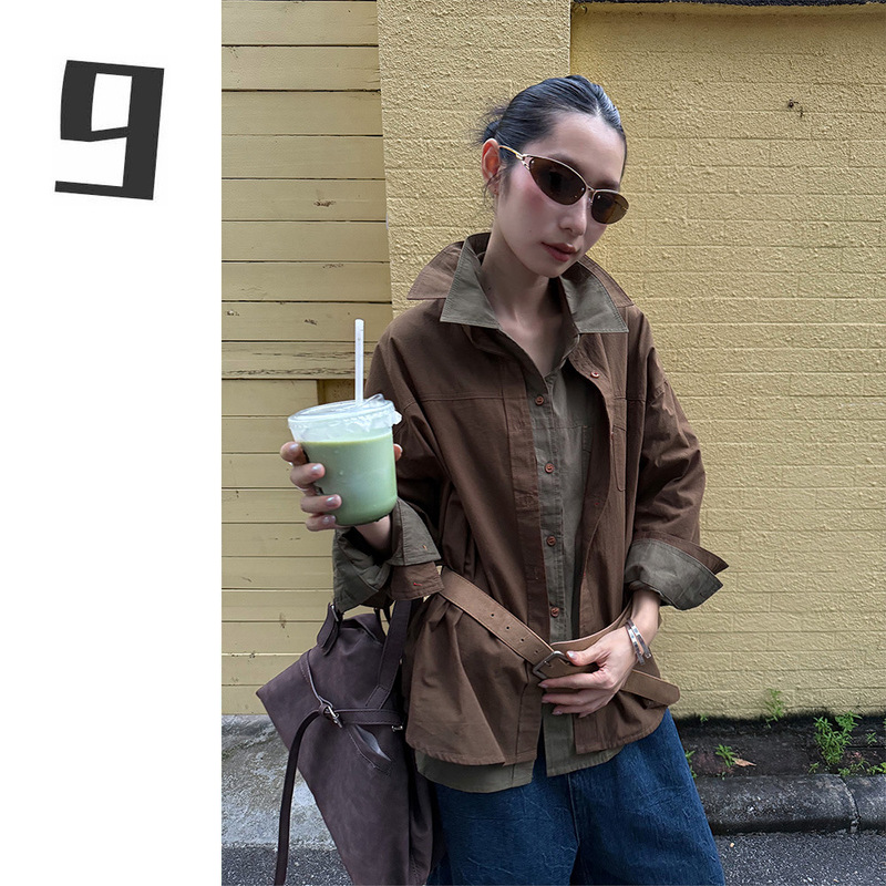 [9hour] Women's long-sleeved shirt, new autumn collection, stylish and slimming design, French-style elegant top, M5801