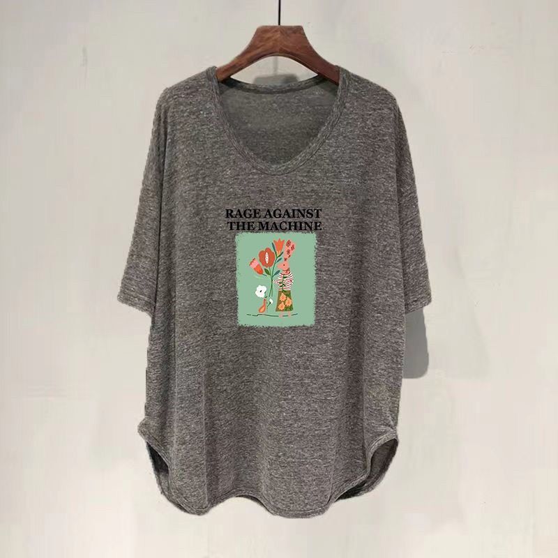 ファットmm 150kg ゆったり大きいサイズ ミドル丈 UVカラー 半袖 Tシャツ レディース 夏新作 韓国版 痩身お腹カバートップ|undefined