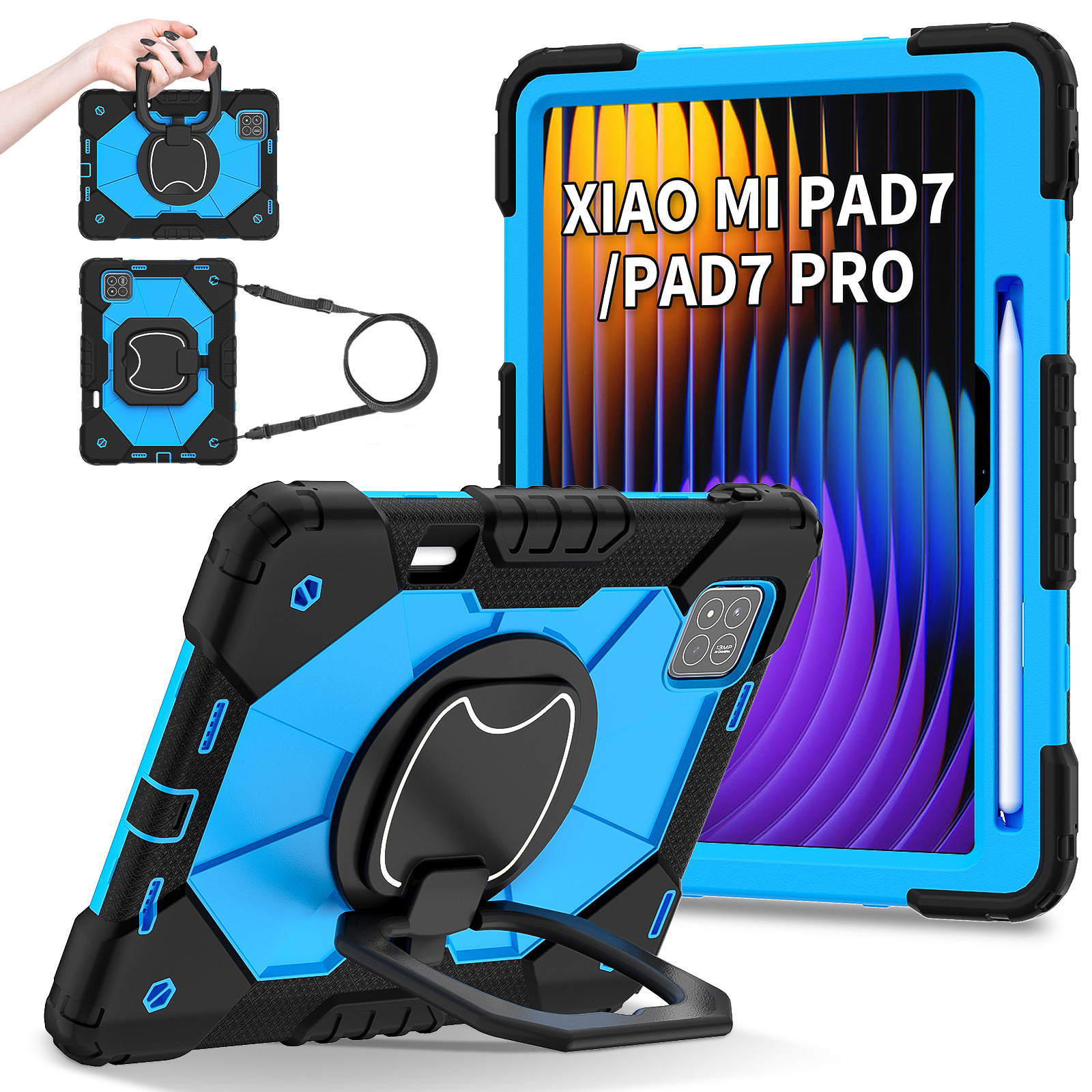 Funda para Tableta con Ranura para Lápiz para Xiaomi Pad 7 / Pad 7 Pro, A prueba de golpes, Con soporte, Anti-caída