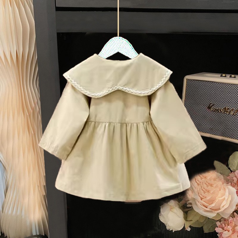 Girls' Windbreaker Coat Spring Autumn 2023 New Korean Version Mid length Small and Medium Children's Baby_voghion.com