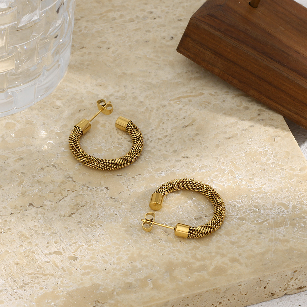 Lady Geometric Stainless Steel Hoop Earrings Plating Stainless Steel Earrings