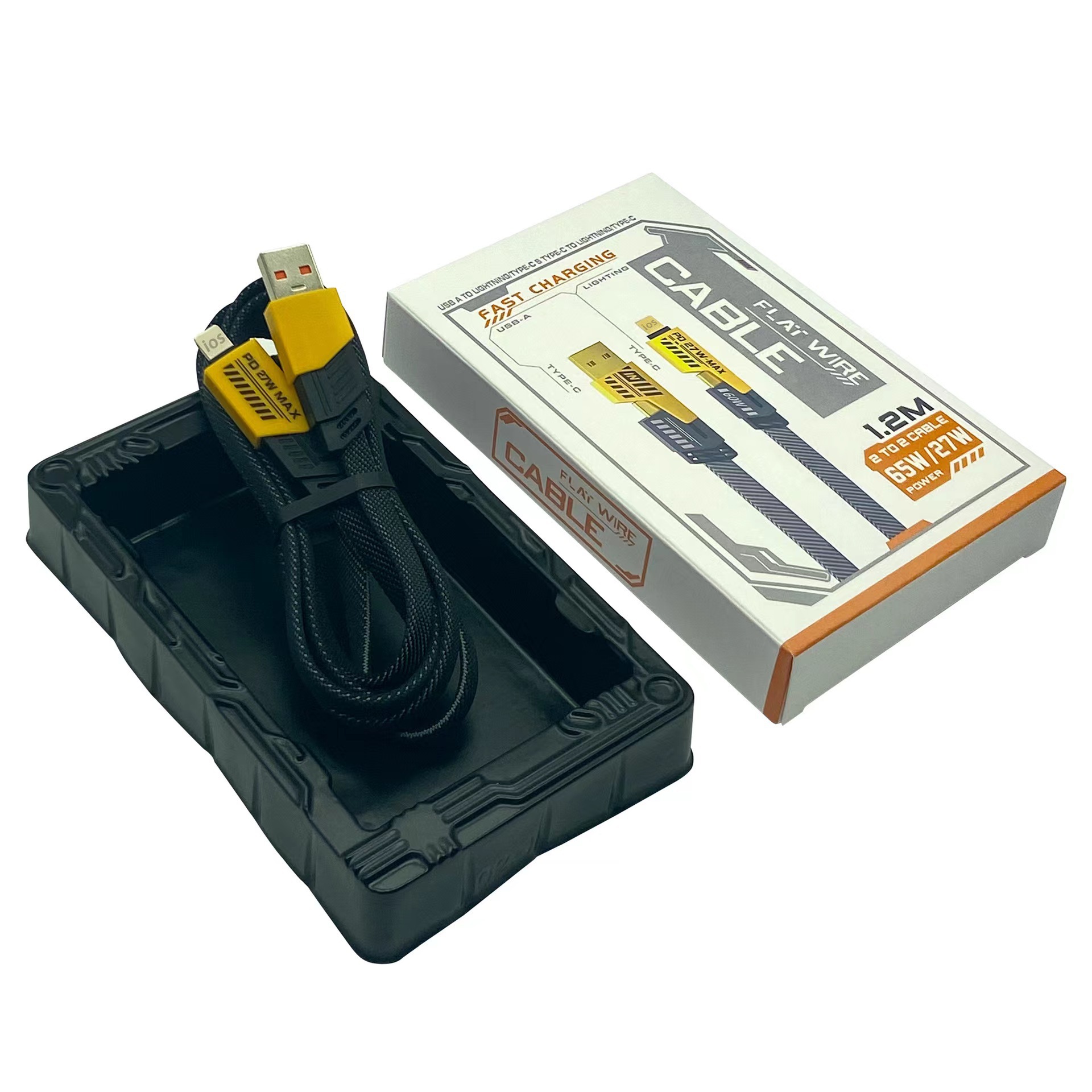 120W extremadamente duro mecha carga rápida para Apple Android Huawei doble puerto USB cargador de cable de datos cuatro en uno