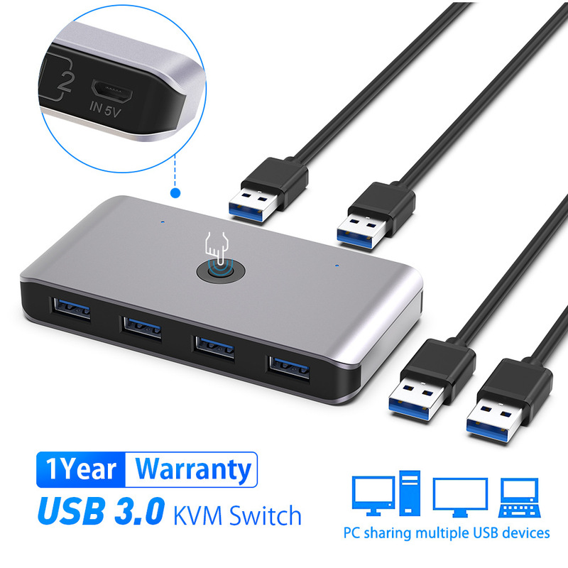 Cross-border TikTok USB 3.0 shared hub KVM switch 4-Switch 2-port Computer shared switch in stock