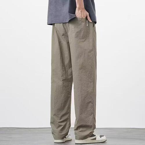 Summer thin casual pants, ice silk quick-drying pants, men's loose straight pants, fashion brand wide